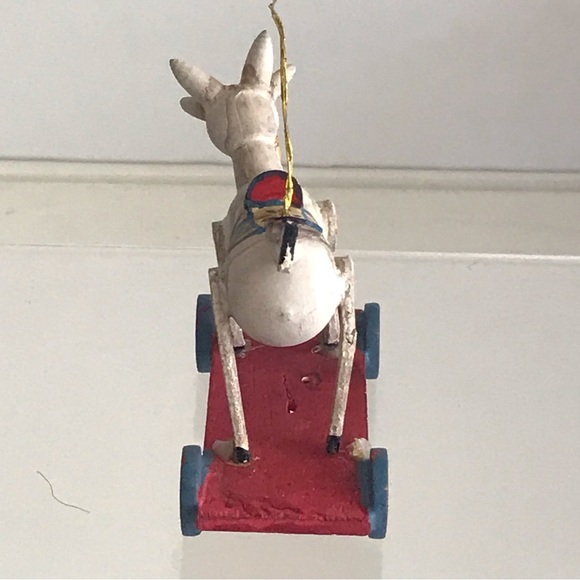 Wooden Miniature Artisan Goat on Wheels Hand Painted Christmas Ornament - VTG - Picture 4 of 13